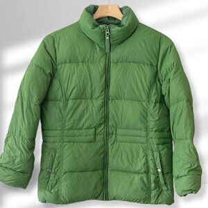 Lands' End Green Down Puffer Jacket Coat | Youth Kids Size Medium 10-12